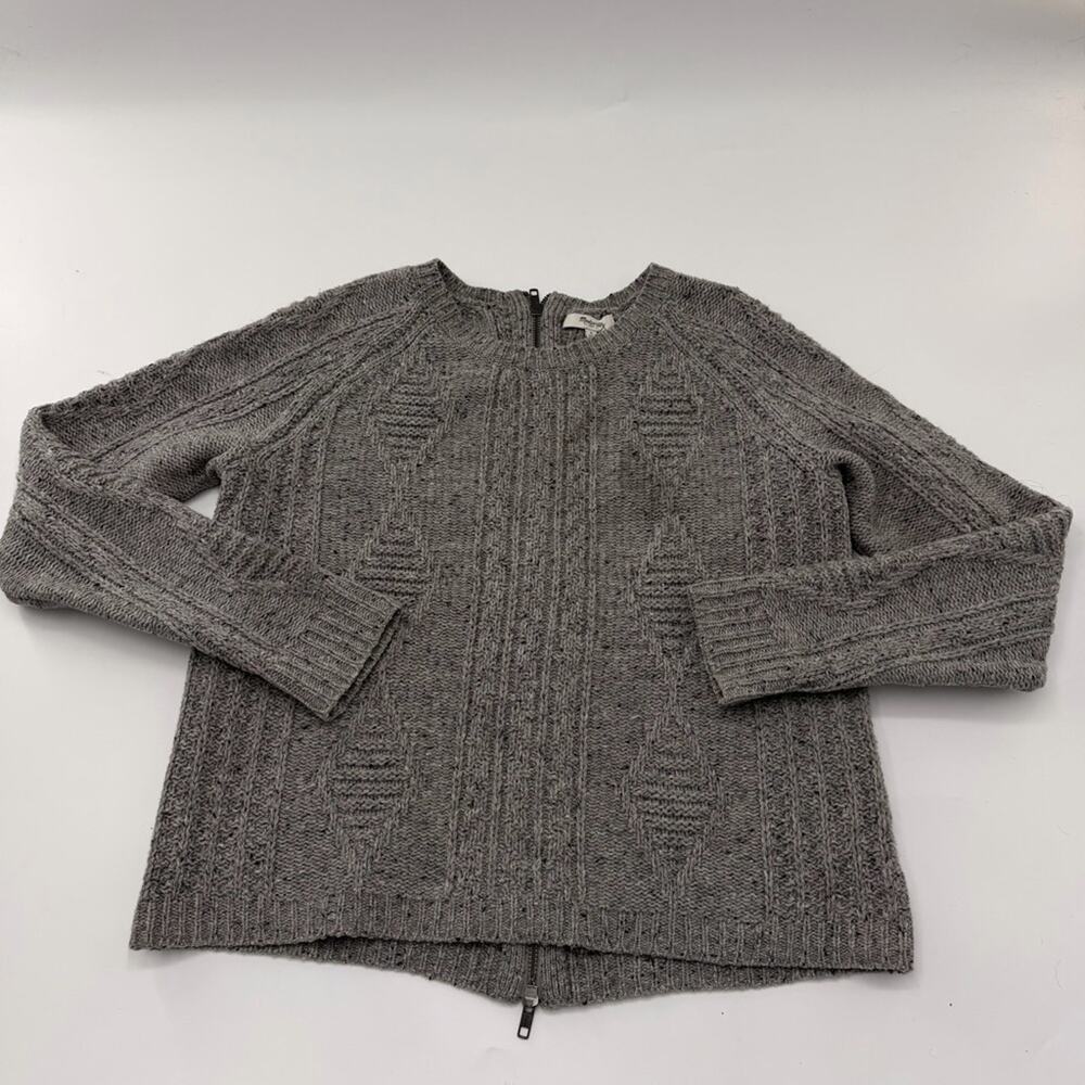Madewell Palisade Full Back Zipper Sweater Merino Wool Grey Women’s Small - Picture 1 of 8